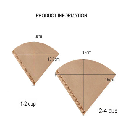 100 PCS V-Shaped Coffee Filters - Wood Pulp Cone Design