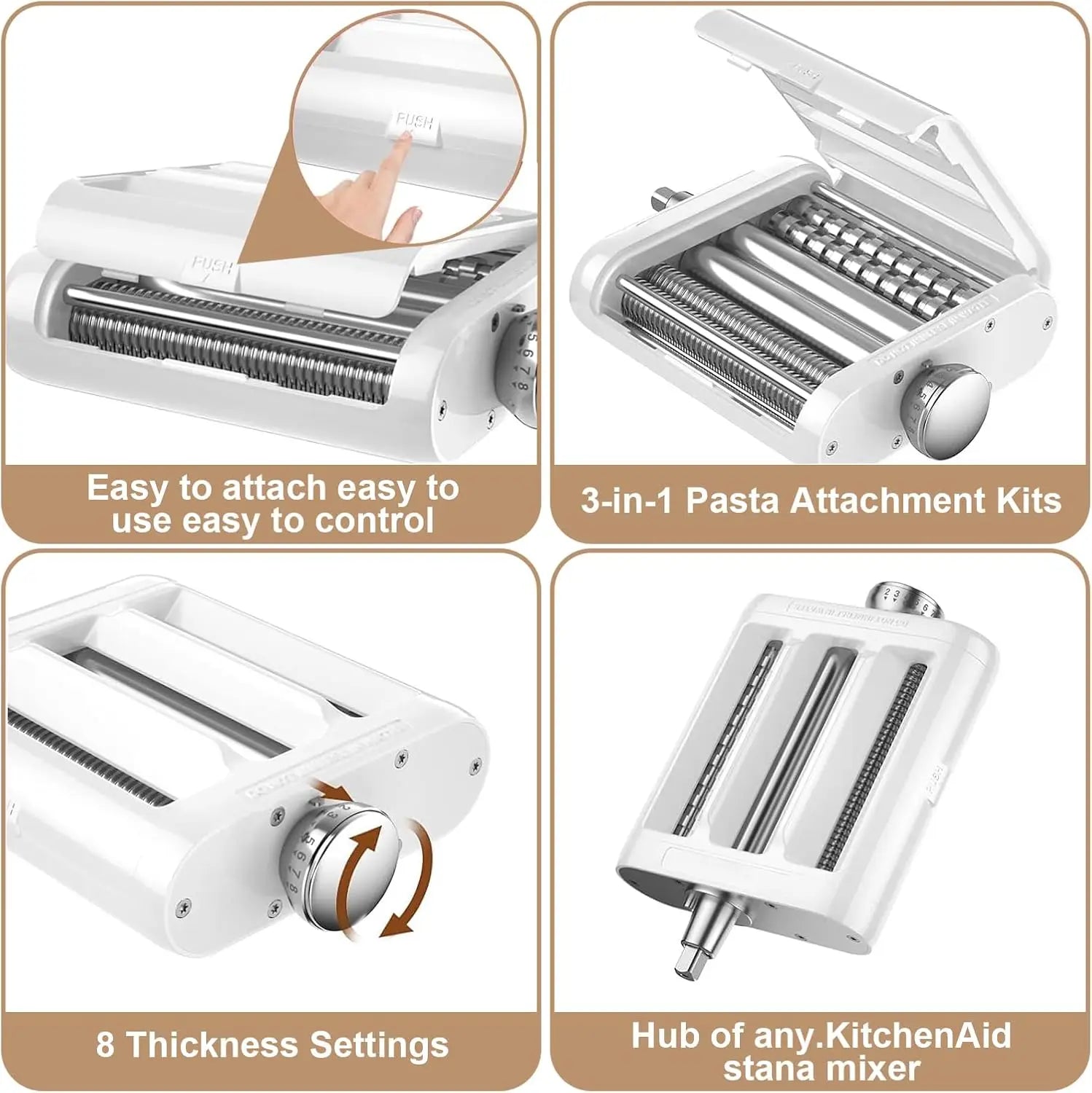 3-In-1 Electric Pasta Maker for Kitchenaid Stand Mixers