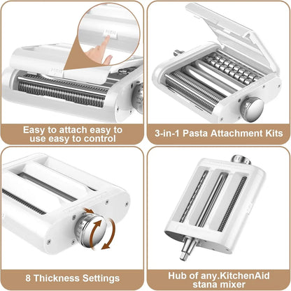 3-In-1 Electric Pasta Maker for Kitchenaid Stand Mixers