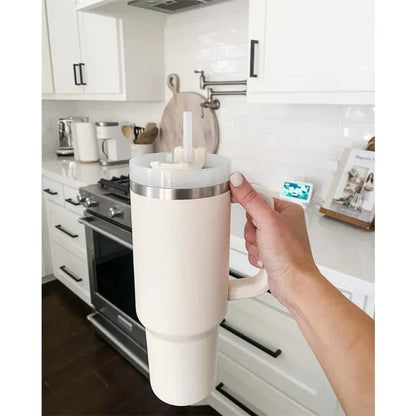 40oz Stainless Steel Insulated Tumbler with Straw & Handle