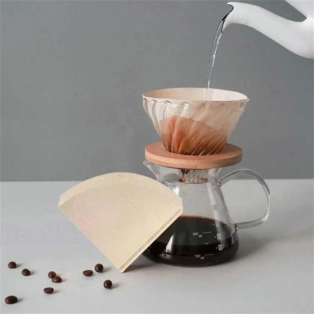100 PCS V-Shaped Coffee Filters - Wood Pulp Cone Design