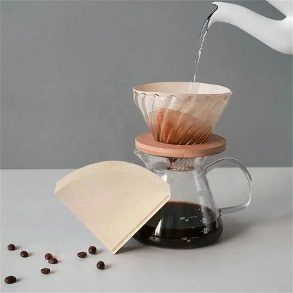 100 PCS V-Shaped Coffee Filters - Wood Pulp Cone Design