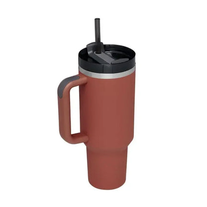 40oz Stainless Steel Insulated Tumbler with Straw & Handle