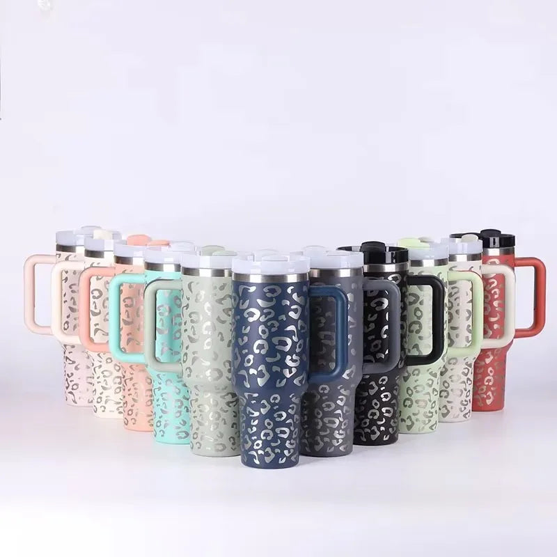 40oz Stainless Steel Insulated Tumbler with Straw & Handle