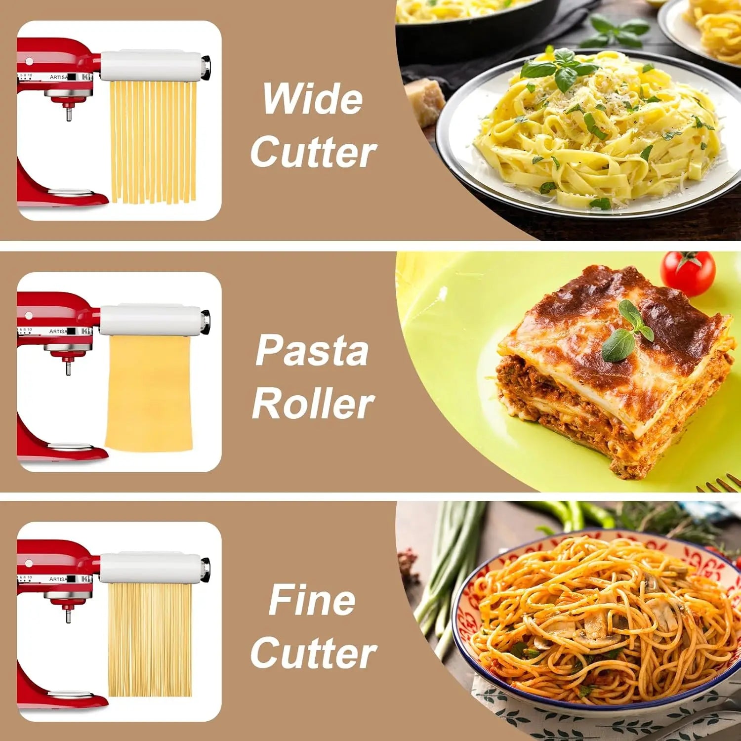 3-In-1 Electric Pasta Maker for Kitchenaid Stand Mixers