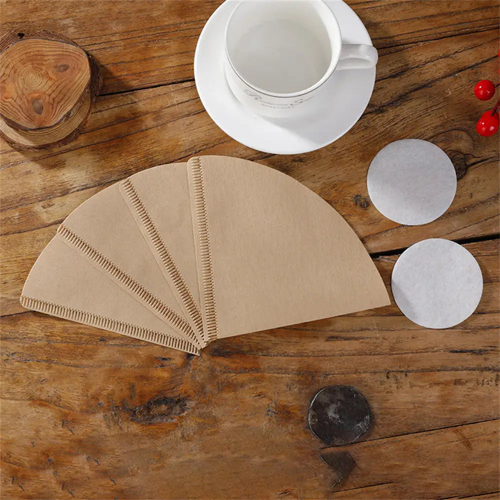 100 PCS V-Shaped Coffee Filters - Wood Pulp Cone Design